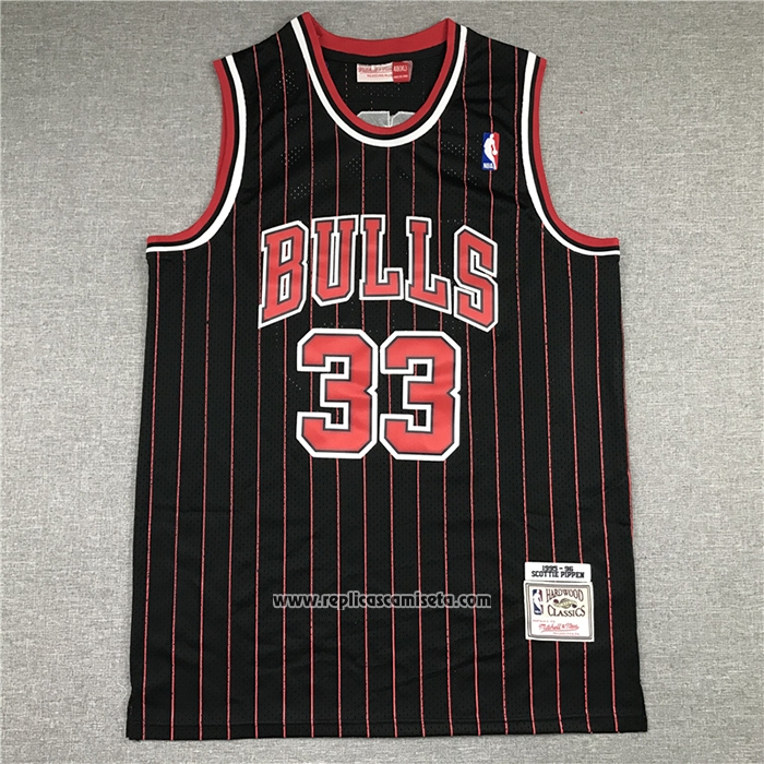 Camiseta Chicago Bulls Scottie Pippen #33 Hardwood Classics Throwback 1995-96 Negro